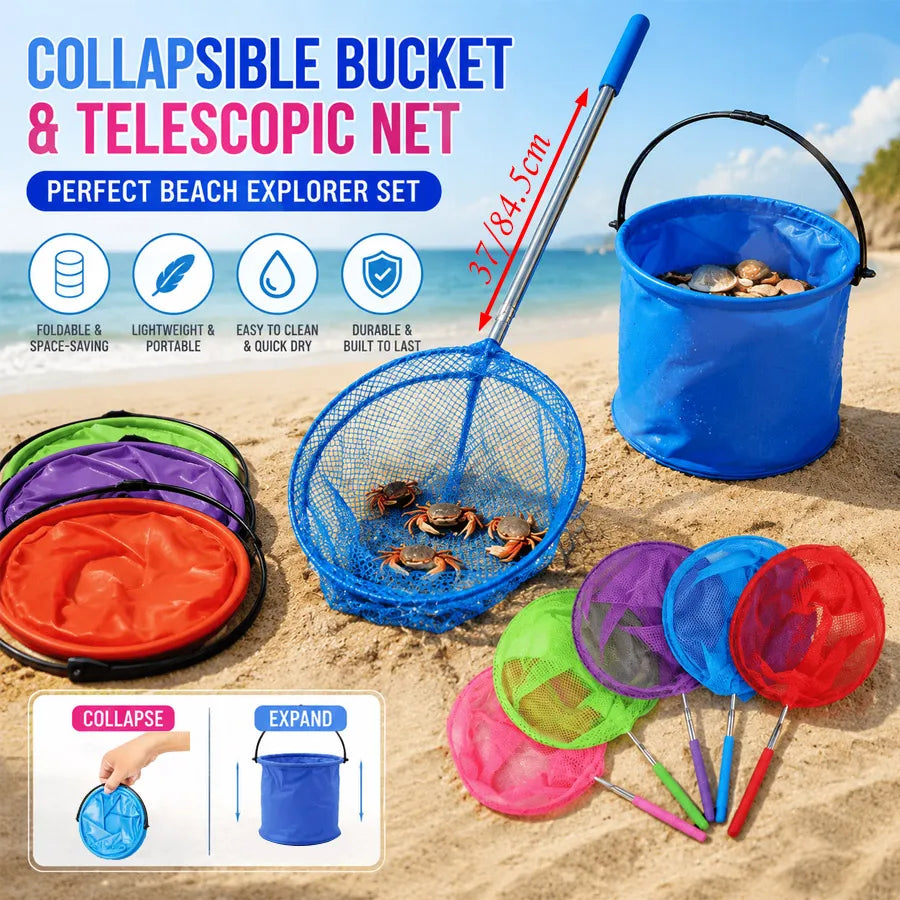 2-in-1 Kids Fishing Net & Foldable Bucket | Outdoor Toy Set Kids Outdoor Toy Set QXL