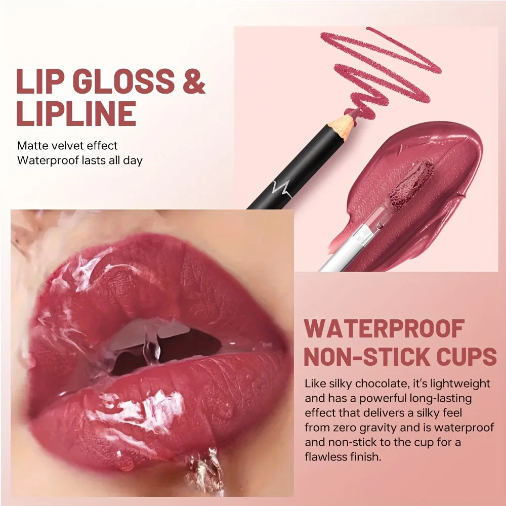 Waterproof Long-Lasting Lip Liner Set | 2-Pc Combo Lip Liner Set QXL
