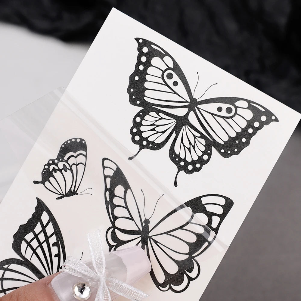 30-Pack 3D Black Butterfly Temporary Tattoos | Waterproof Temporary Tattoo Stickers QXL