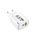 65W GaN USB-C PD Fast Charger QC 3.0 | iPhone & Android GaN Fast Charger QXL White EU Plug
