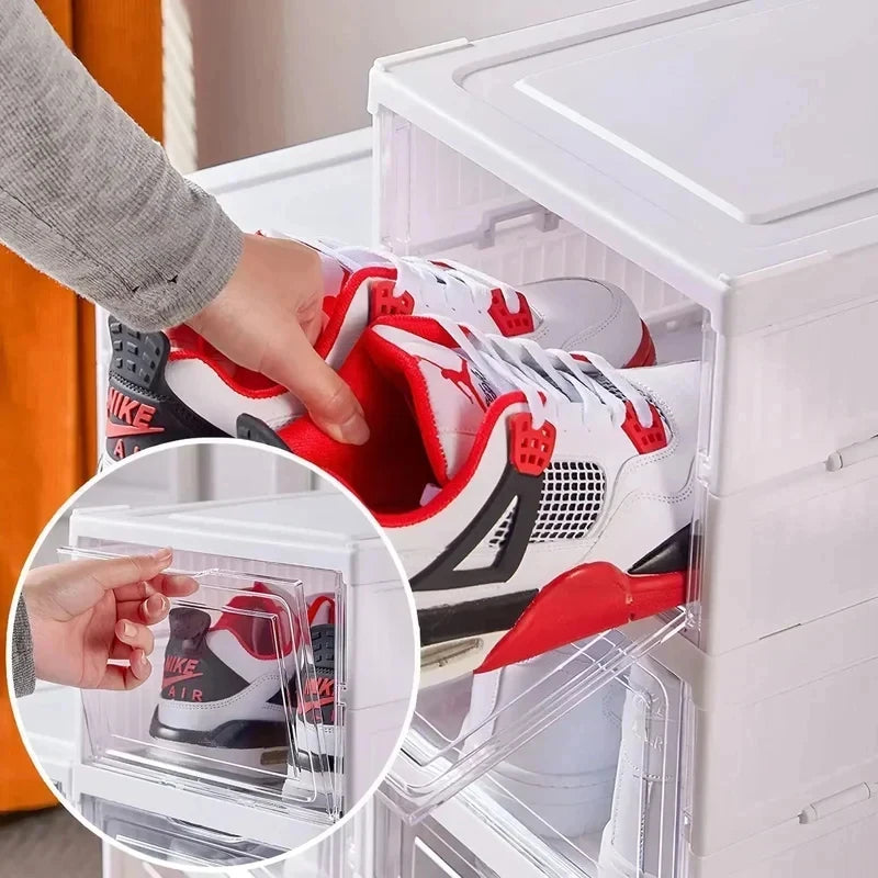 6-Layer Stackable Transparent Shoe Storage Box Organizer Shoe Storage Organizer QXL