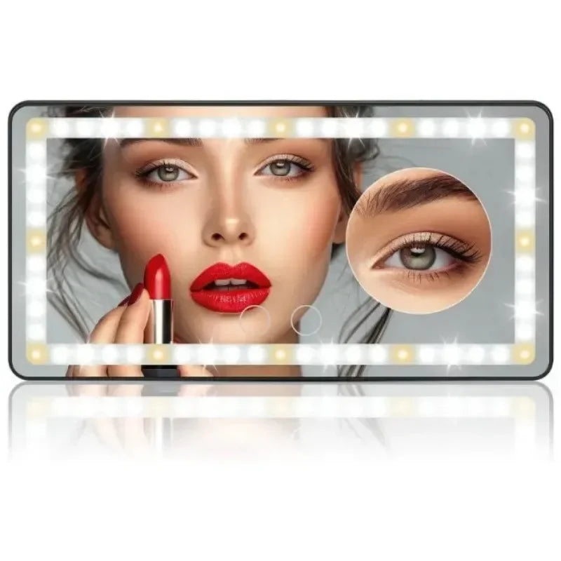 Car Sun Visor Vanity Mirror | 3-Color LED Lights, USB-C Rechargeable Car Vanity Mirror QXL