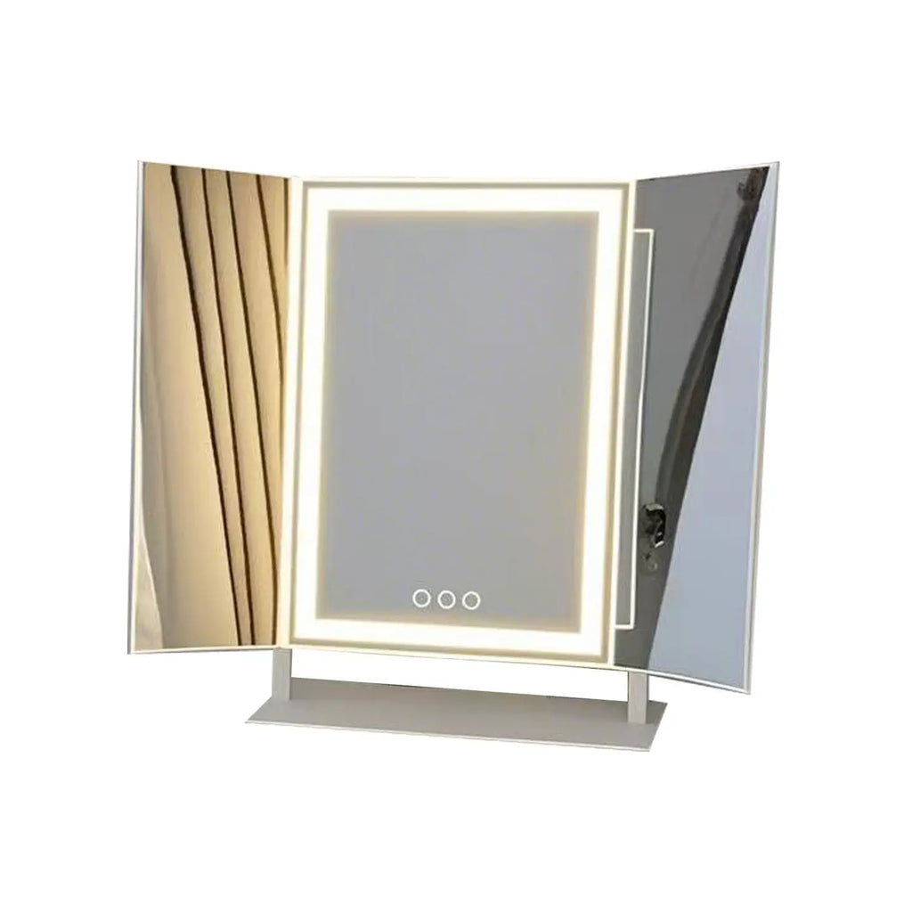 3-Fold LED Tabletop Makeup Mirror | Lighted Vanity Mirror LED Vanity Mirror QXL
