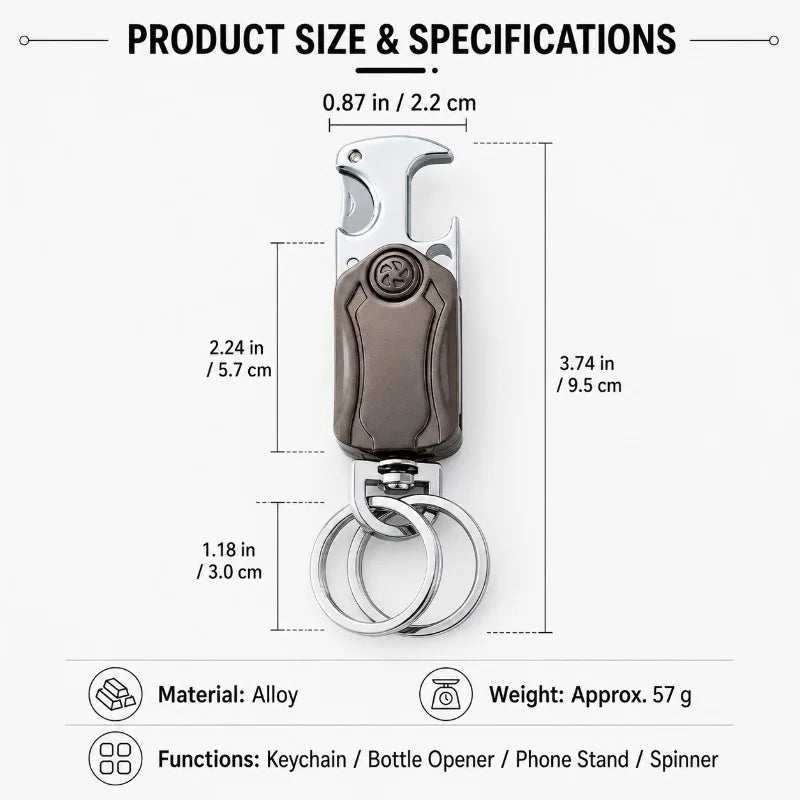 4-in-1 Metal Keychain Fidget Spinner & Bottle Opener EDC Tool EDC Keychain Tool QXL