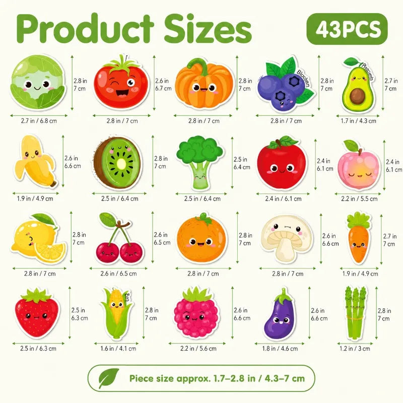 43-Piece Magnetic Fruits & Vegetables Learning Toy for Kids Educational Learning Toy QXL