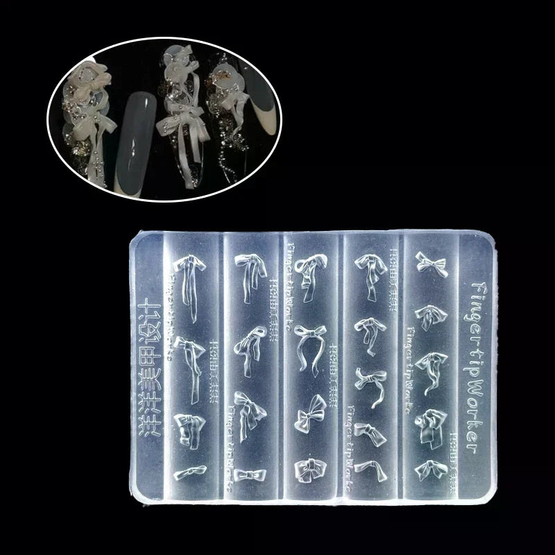 3D Bowknot Silicone Nail Art Mold | DIY Ribbon Bow Manicure Silicone Nail Mold QXL
