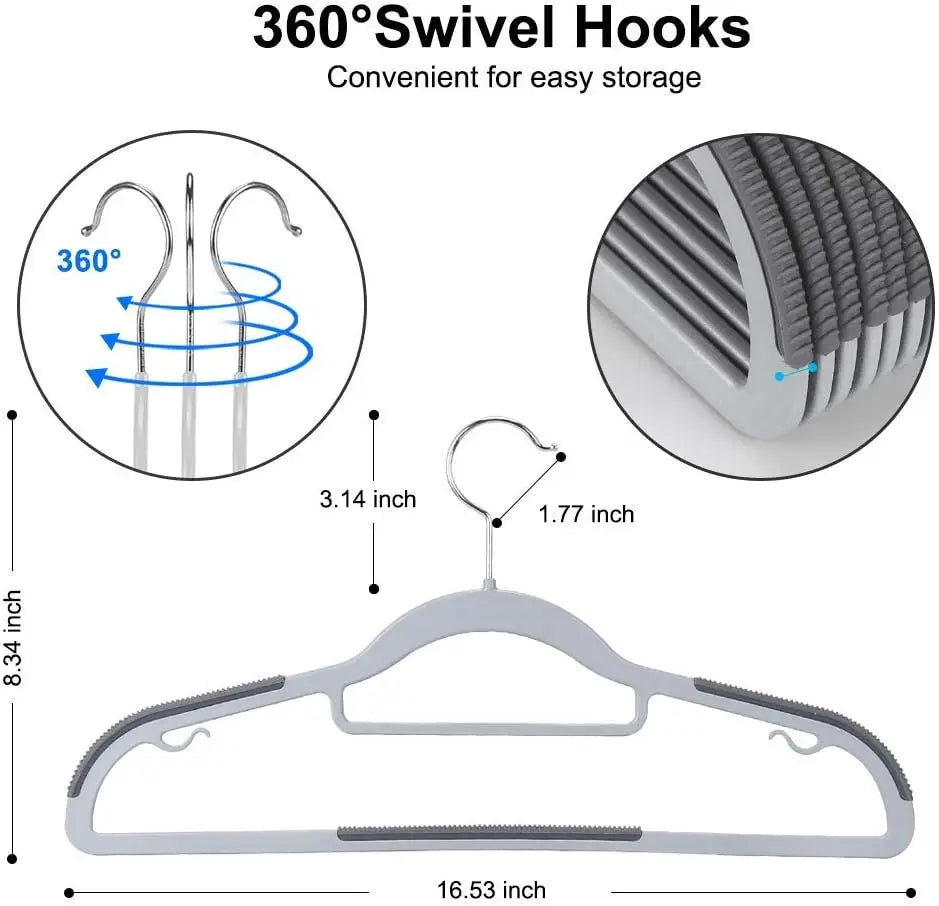 10-Pack Non-Slip Space-Saving Coat Hangers | 360° Swivel Hook Closet Coat Hangers QXL