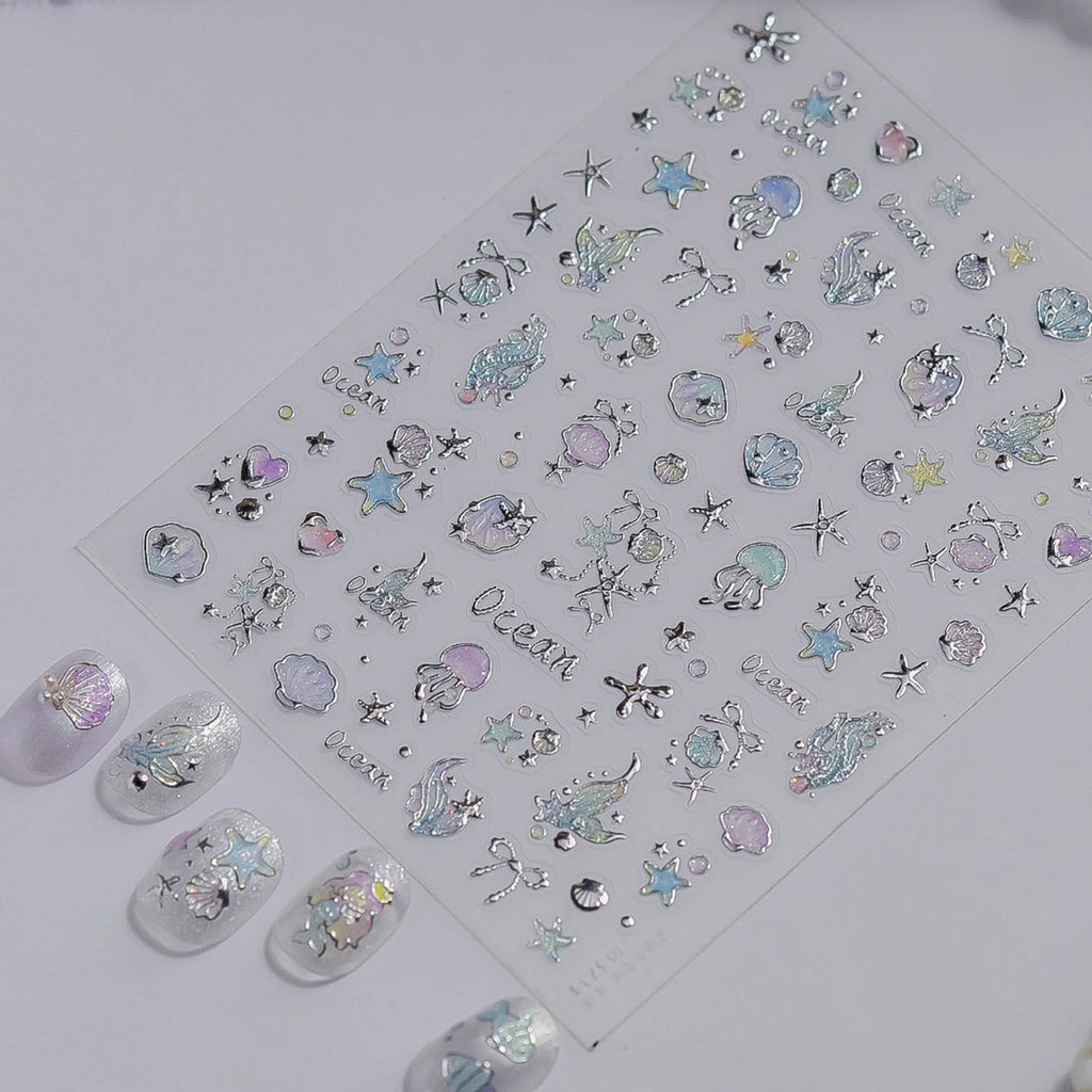 5D Cartoon Nail Stickers | Smiley Monster Star Heart Decals Nail Art Stickers QXL to5735
