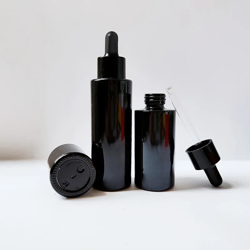 Black Glass Dropper Bottles 20ml 30ml 60ml | Serum & Essential Oil Glass Dropper Bottle QXL