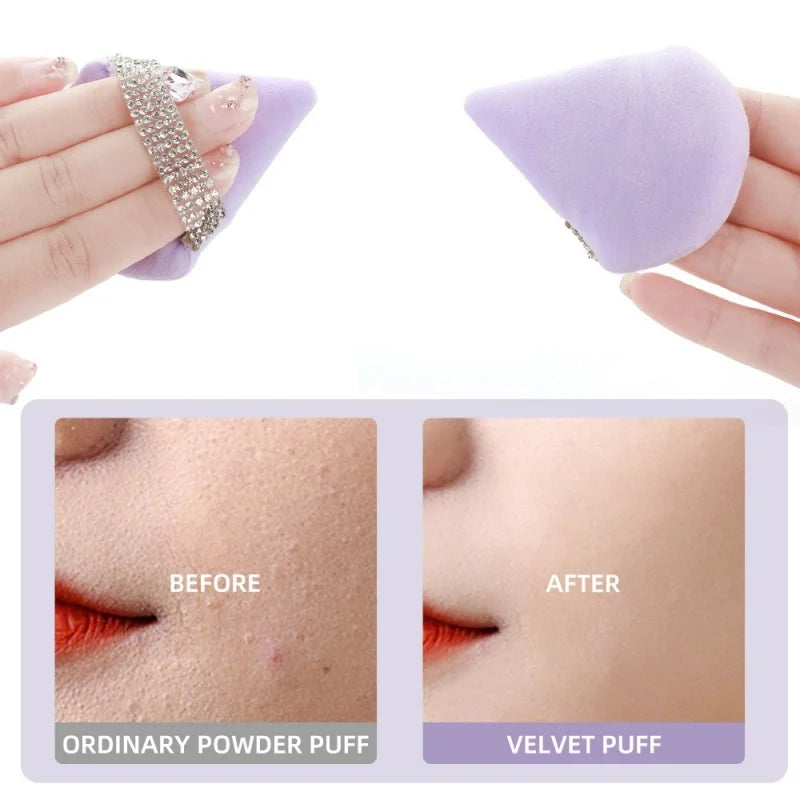 3-Pack Diamond Triangle Velvet Powder Puffs | Makeup Sponge Set Makeup Powder Puff QXL