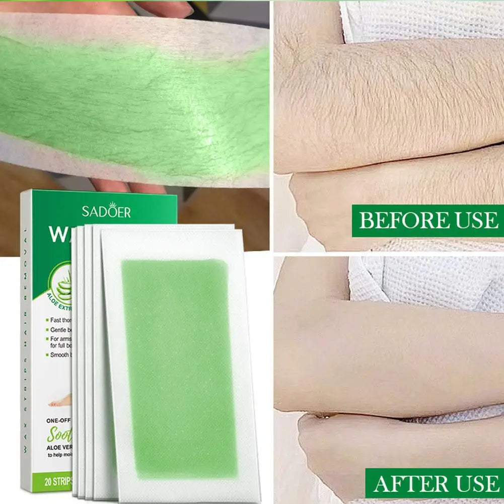 Natural Aloe Wax Hair Removal Strips | Face, Lip & Body Kit Wax Hair Removal Strips QXL