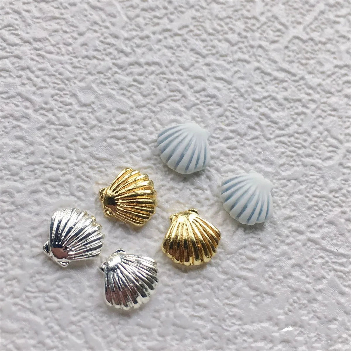 10-Pc 3D Alloy Nail Charms | Starfish Pearl Shell Kawaii Nail Art Charms QXL