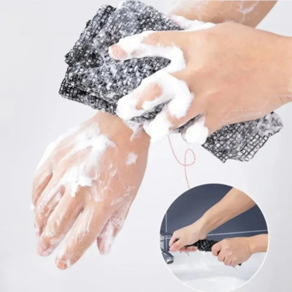 Double-Sided Nylon Exfoliating Back Scrub Towel | Bath Strip Exfoliating Bath Scrub QXL