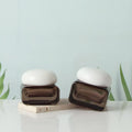 30/50g Brown Glass Cosmetic Jar | Refillable Press Dispenser Cosmetic Glass Jar QXL Light Grey 50g