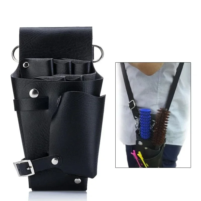 Barber Scissor Holster Belt Bag | PU Leather Salon Tool Organizer Barber Tool Bag QXL