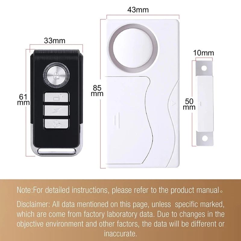 108dB Wireless Door & Window Alarm with Remote Control Door Window Alarm QXL