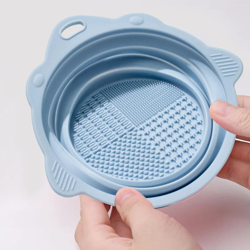 Silicone Makeup Brush Cleaning Bowl & Folding Holder Brush Cleaning Bowl QXL