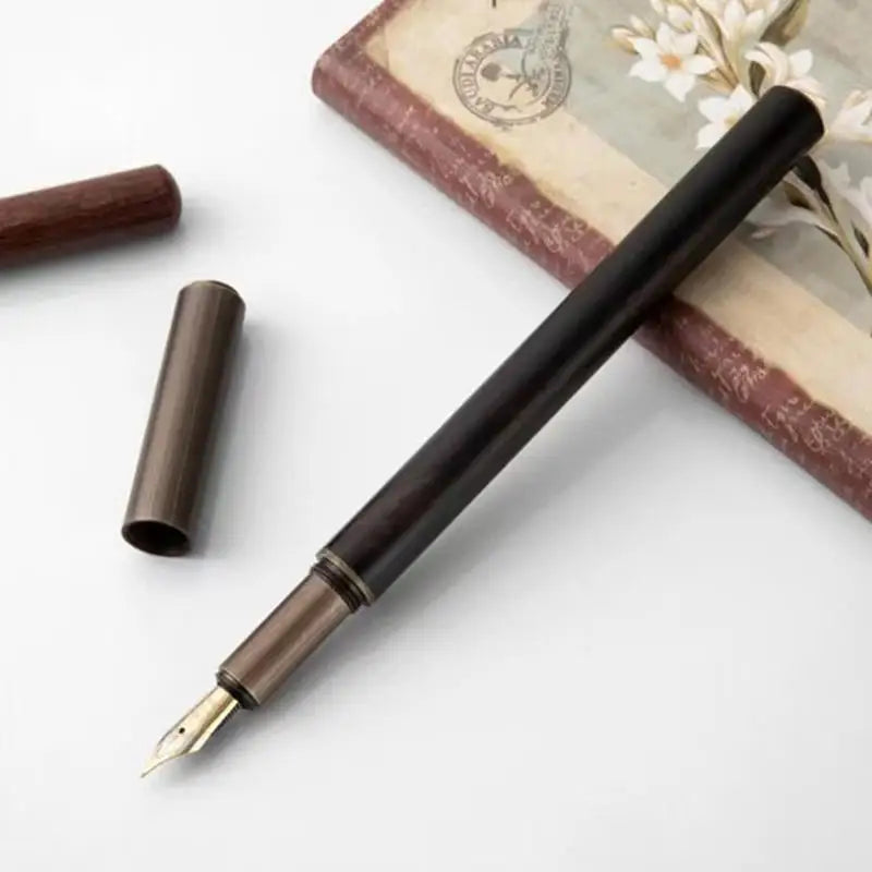Retro Wood & Bronze Fountain Pen | Fine Nib Calligraphy Fountain Pen QXL