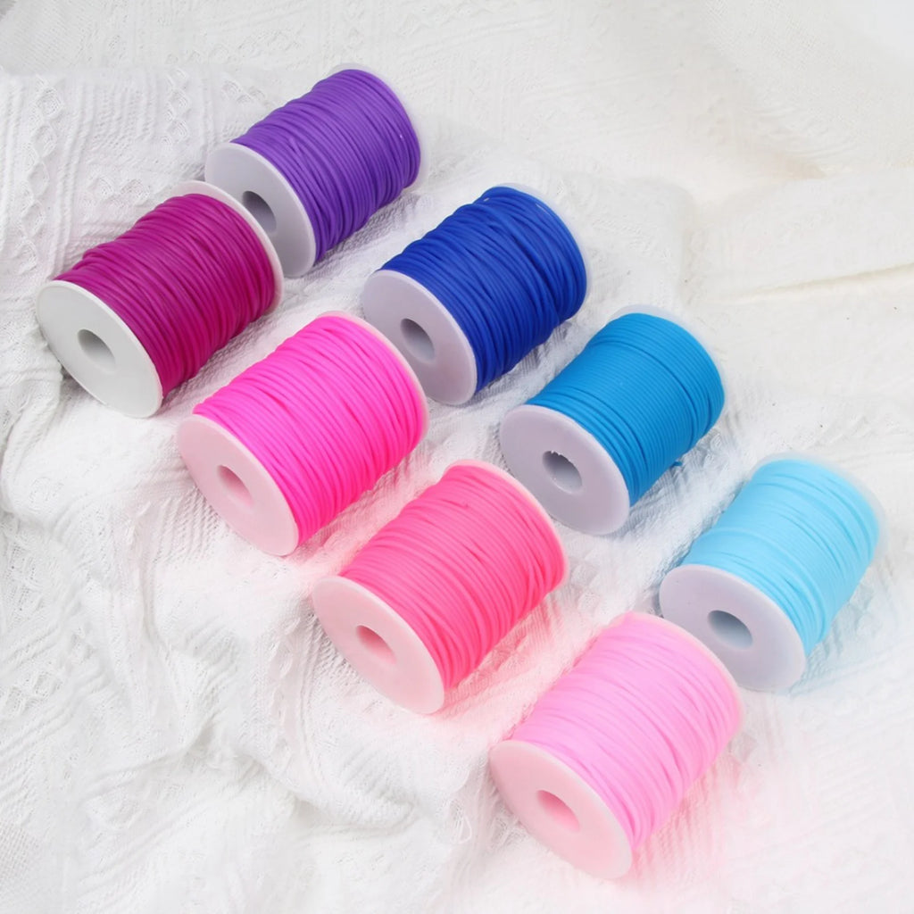50m Hollow Rubber Tubing 2mm | Jewelry Cord & Wire Cover Spool Jewelry Craft Cord QXL