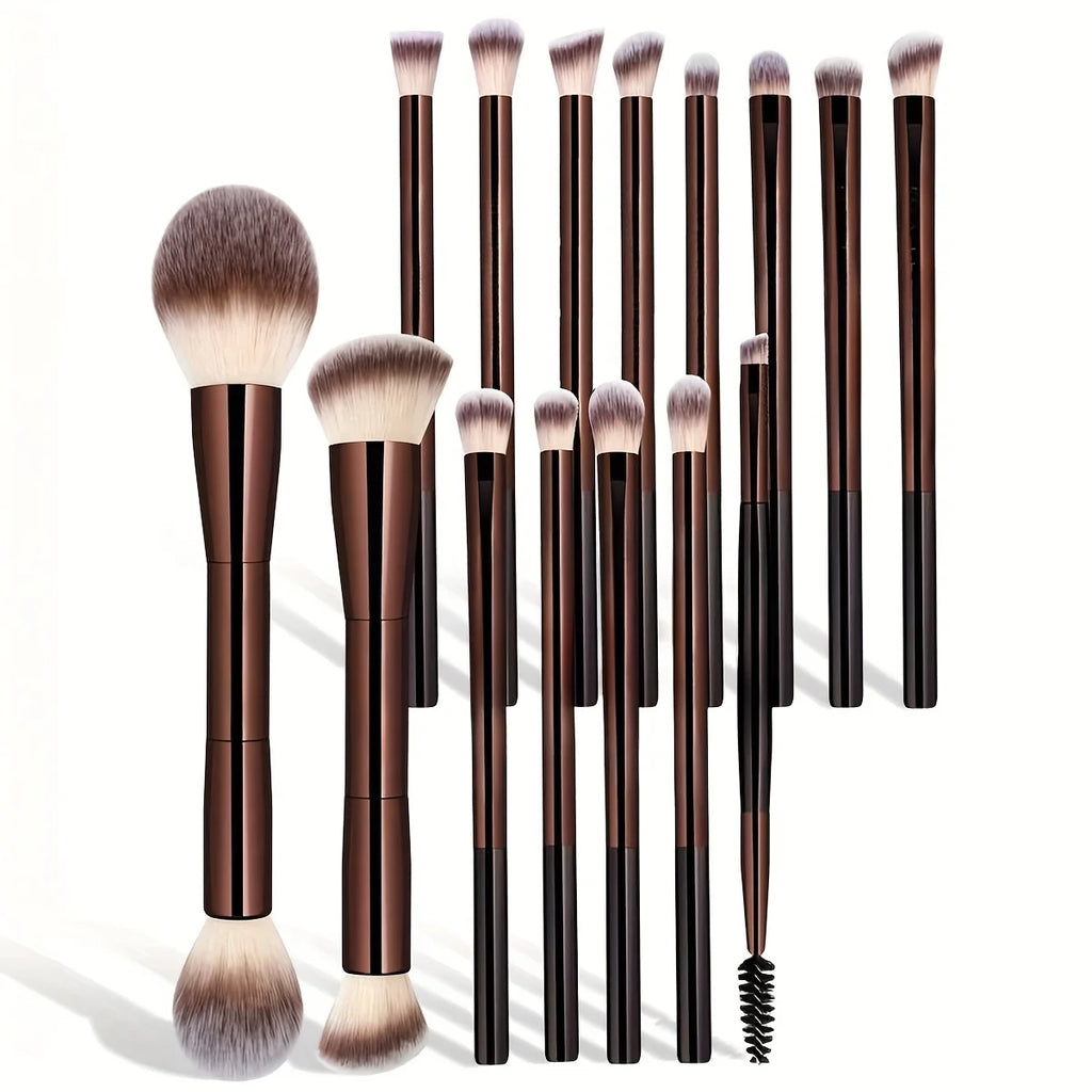 15-Piece Professional Soft Makeup Brush Set | Aluminum Handle Makeup Brush Set QXL