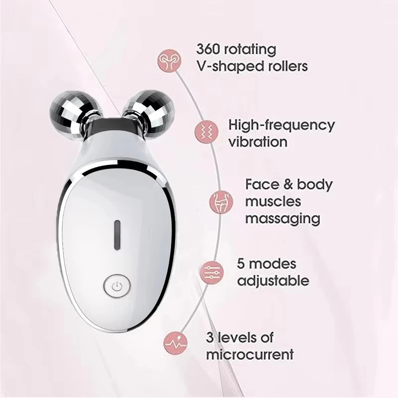 Dual Roller EMS Face & Neck Massager | 2-in-1 Lifting Device EMS Face Massager QXL
