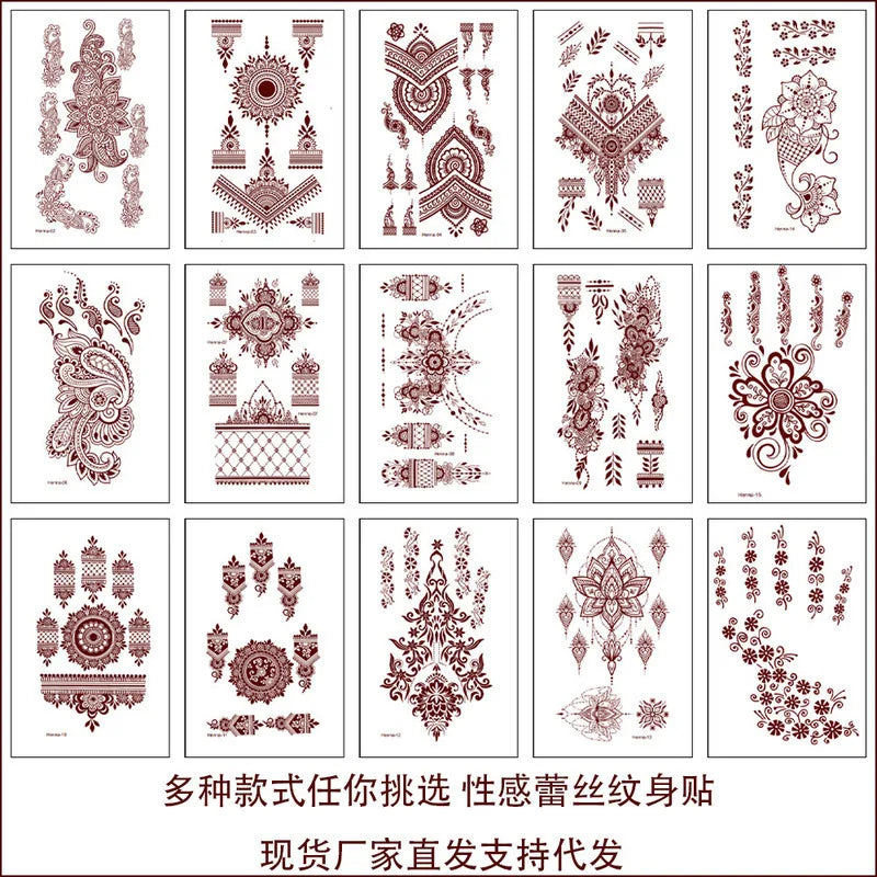 Brown Henna Mandala Temporary Tattoo Stickers – Hand & Finger Temporary Tattoo Stickers QXL
