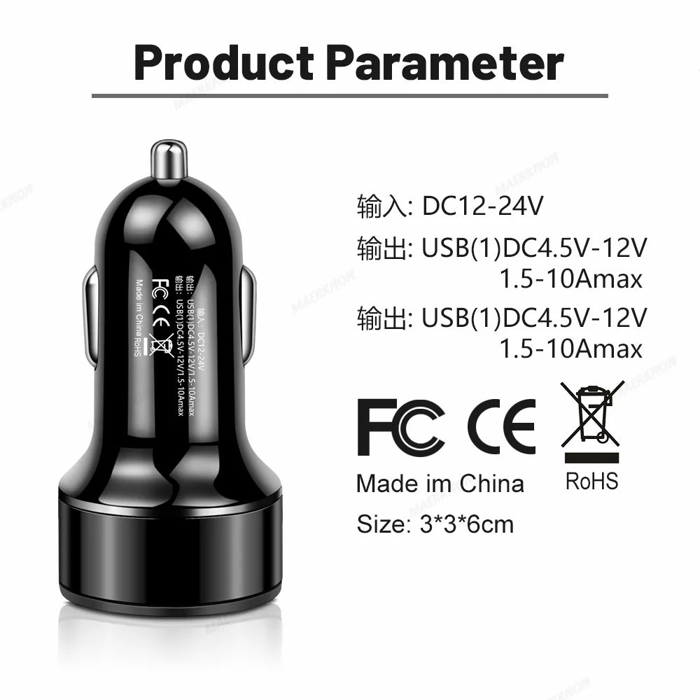 Dual USB Car Charger 3.1A Fast Charging & Digital Display USB Car Charger QXL