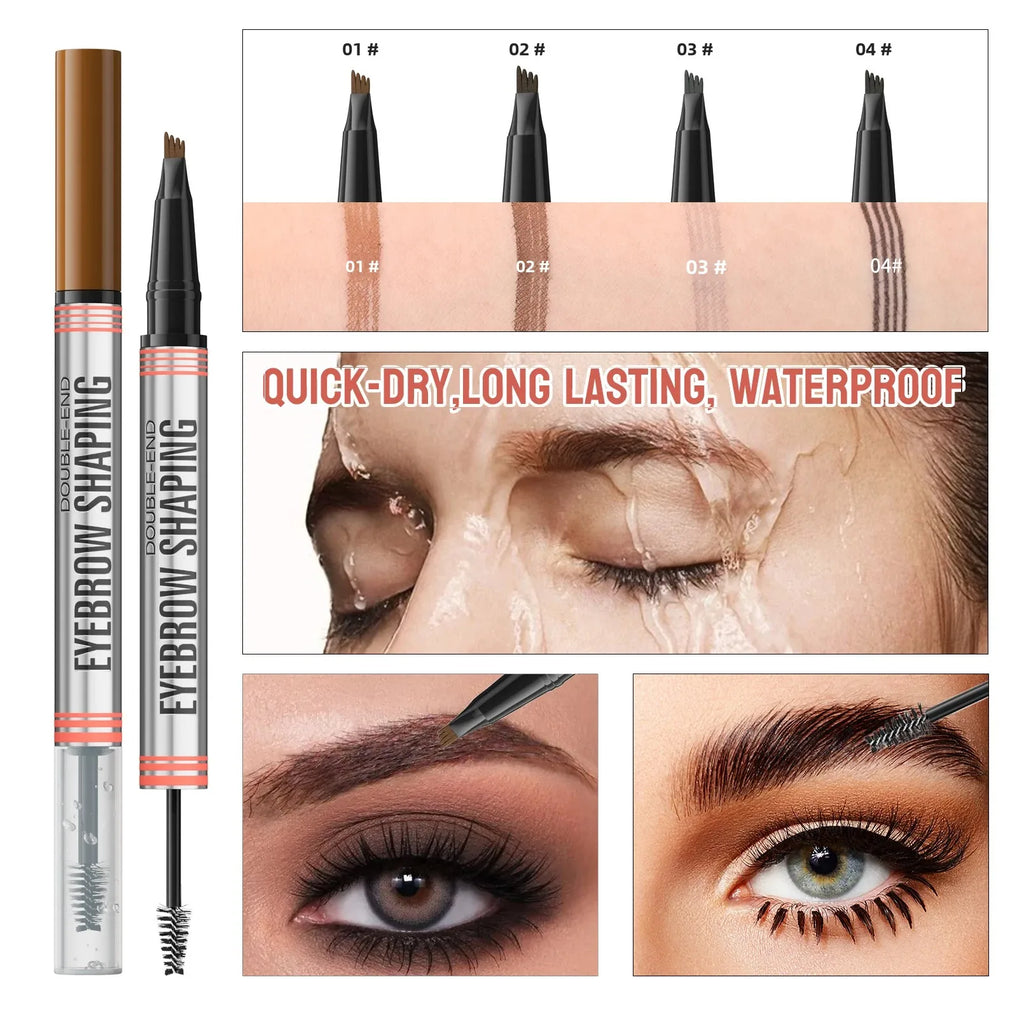 Hellokiss 2-in-1 Double-End Liquid Eyebrow Pencil 4-Tip Liquid Eyebrow Pencil QXL