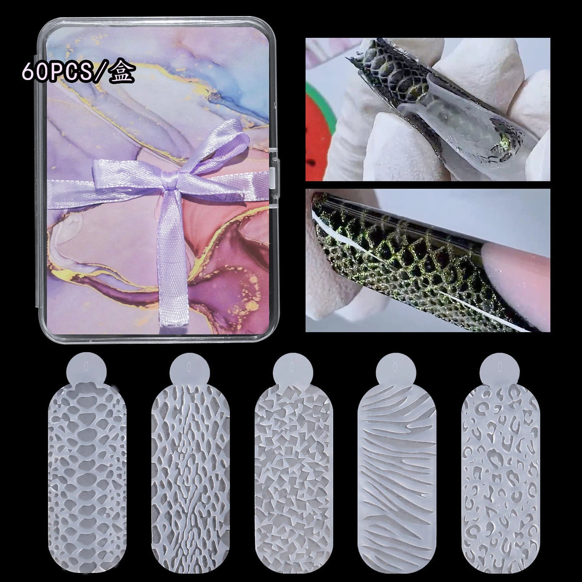 60-Pc Silicone Nail Art Molds | French Tips & 3D Gel Designs Nail Art Molds QXL