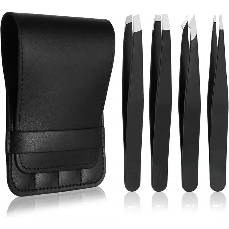 4-Piece Stainless Steel Tweezers Set | Makeup & Eyebrow Tweezers Set QXL