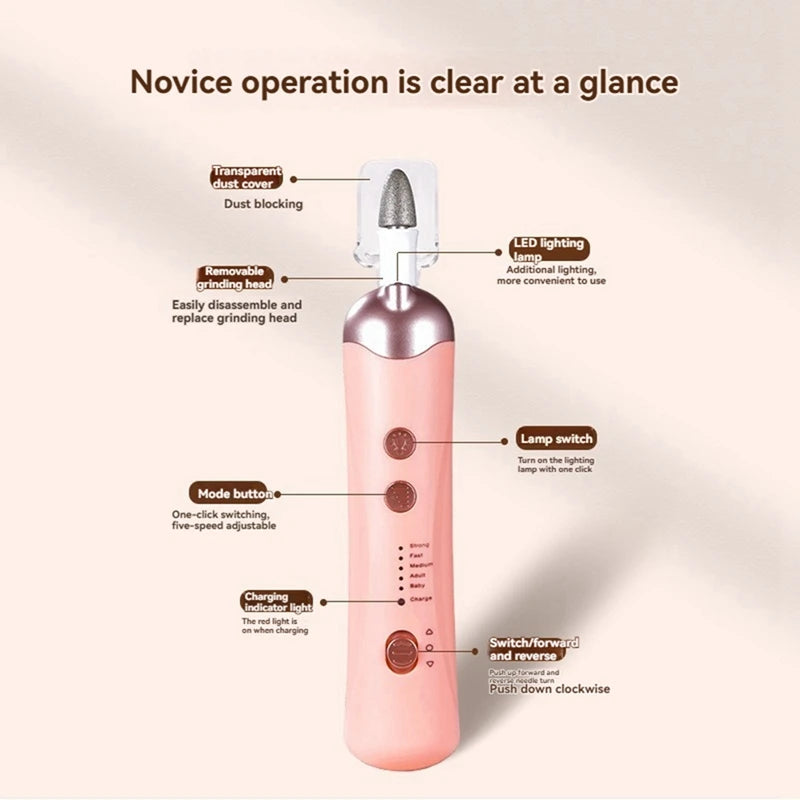 8-in-1 Cordless Electric Nail Drill | Silent Rechargeable Kit Electric Nail Drill QXL