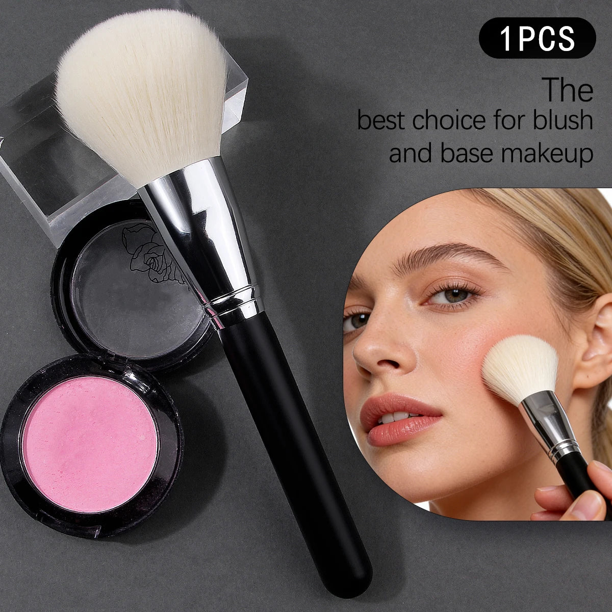 KOSSHOW Large Soft Blush & Contour Brush – Wooden Handle Makeup Blush Brush QXL