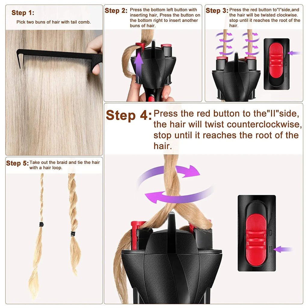 Automatic Electronic Hair Braider & Twister – DIY Braid Maker Hair Braiding Tool QXL