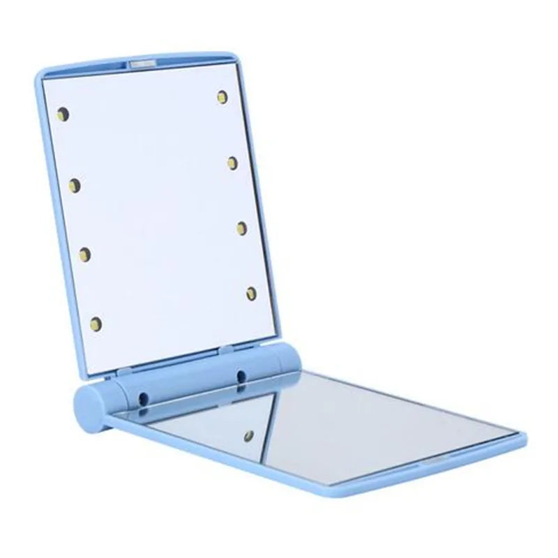 Foldable LED Pocket Mirror | 8-Light Illuminated Compact Mirror LED Compact Mirror QXL