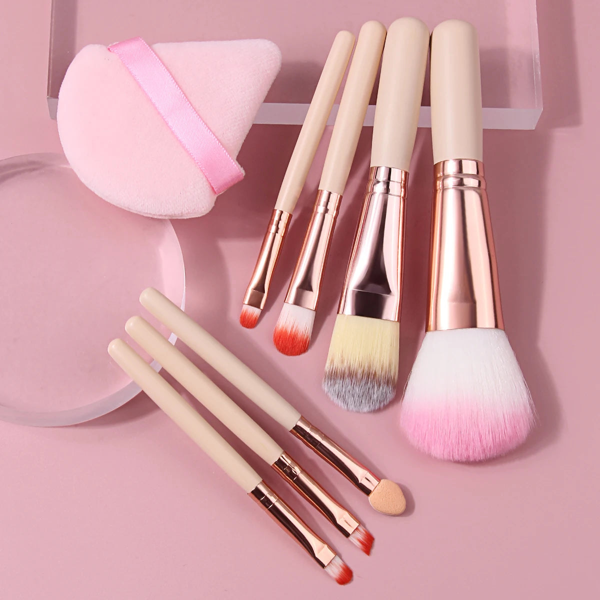 KOSSHOW 8-Pc Pink Gradient Makeup Brush Set | Beginner Kit Makeup Brush Set QXL