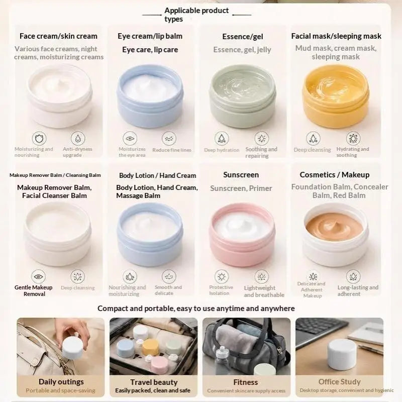 Refillable Plastic Cosmetic Jar with Spoon | 50/100/120g Cosmetic Jar QXL
