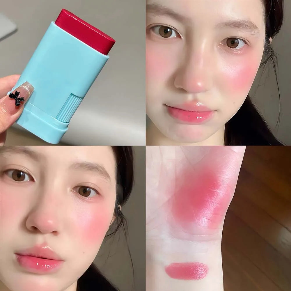 LUCKGO Glazed Watery Blush Stick | Cream Cheek & Lip Tint Cream Blush Stick QXL 04