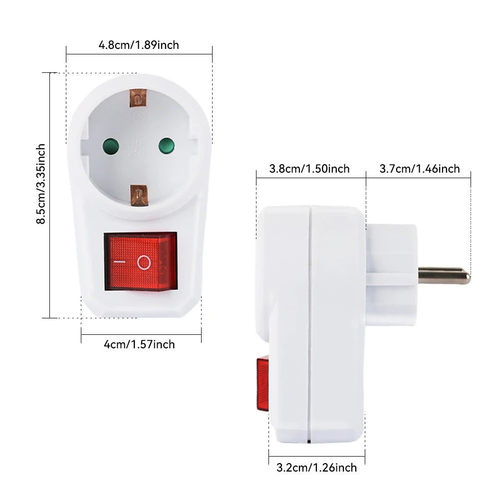 16A 250V EU Power Strip 1-to-3 Way German Plug Adapter + Switch EU Power Strip QXL