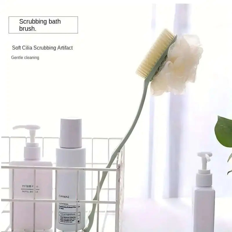 Double-Sided Long Handle Bath Brush | Soft Bristle Exfoliator Bath Brush QXL