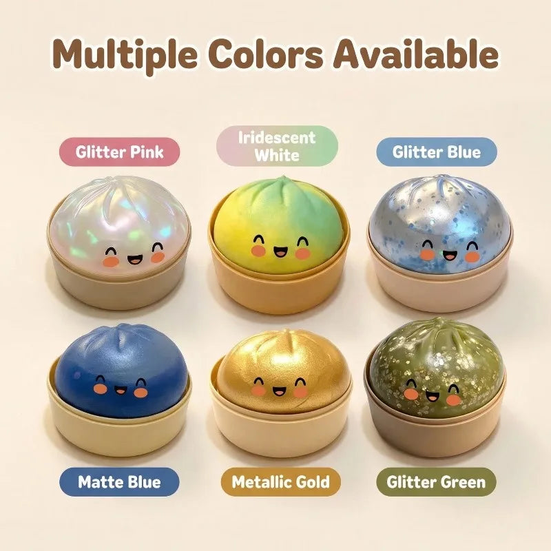 Steamed Bun Squish Fidget Toy | Glitter Sensory Squeeze Squish Fidget Toy QXL