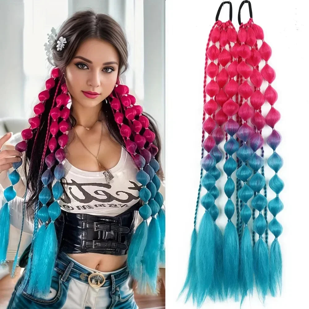 Bubble Ponytail Hair Extension – Braided Synthetic | 20 Inch Braided Hair Extension QXL