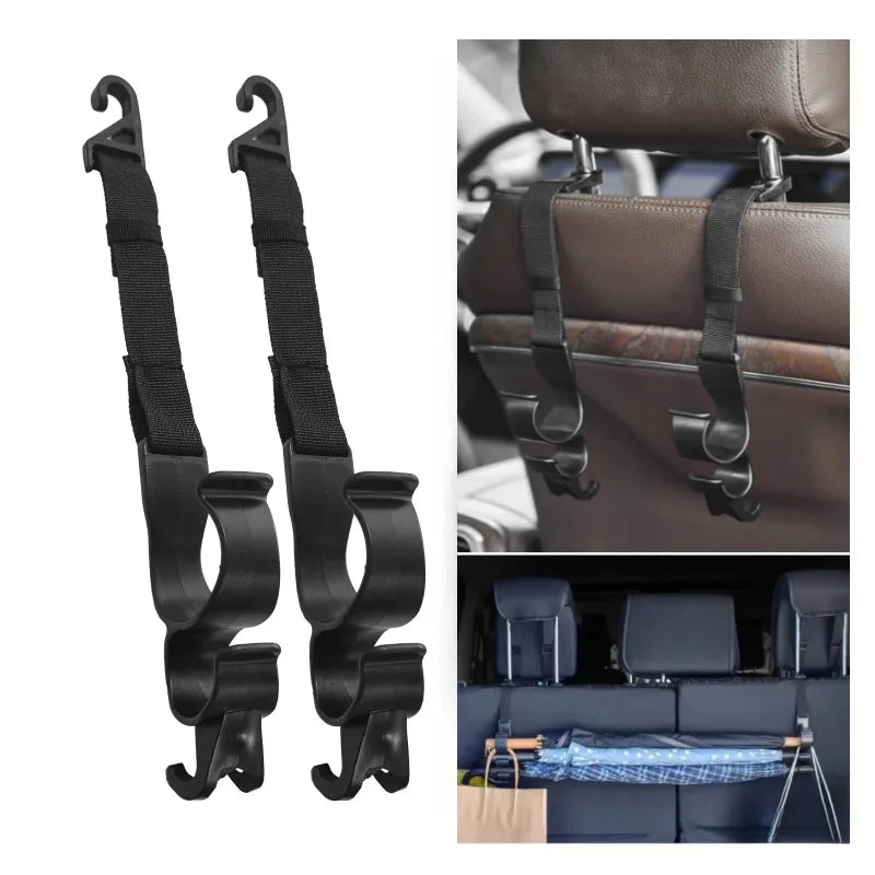 2-Pack Adjustable Car Seat Back Hooks – Bag & Umbrella Hanger Car Seat Hook QXL