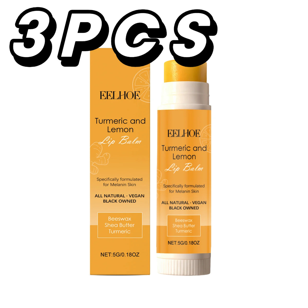 Eelhoe Turmeric Lemon Lip Balm | Shea Butter Hydrating Treatment Lip Balm Treatment QXL 3PCS