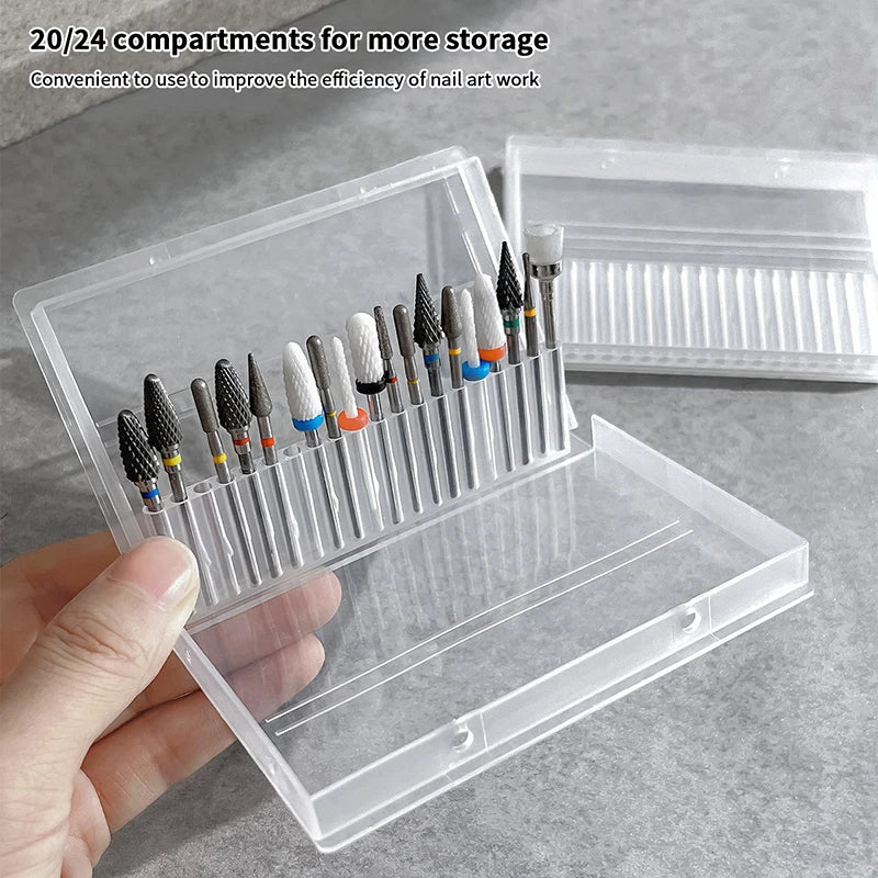 20/24-Hole Nail Drill Bit Storage Box & Organizer | Dustproof Nail Bit Organizer QXL