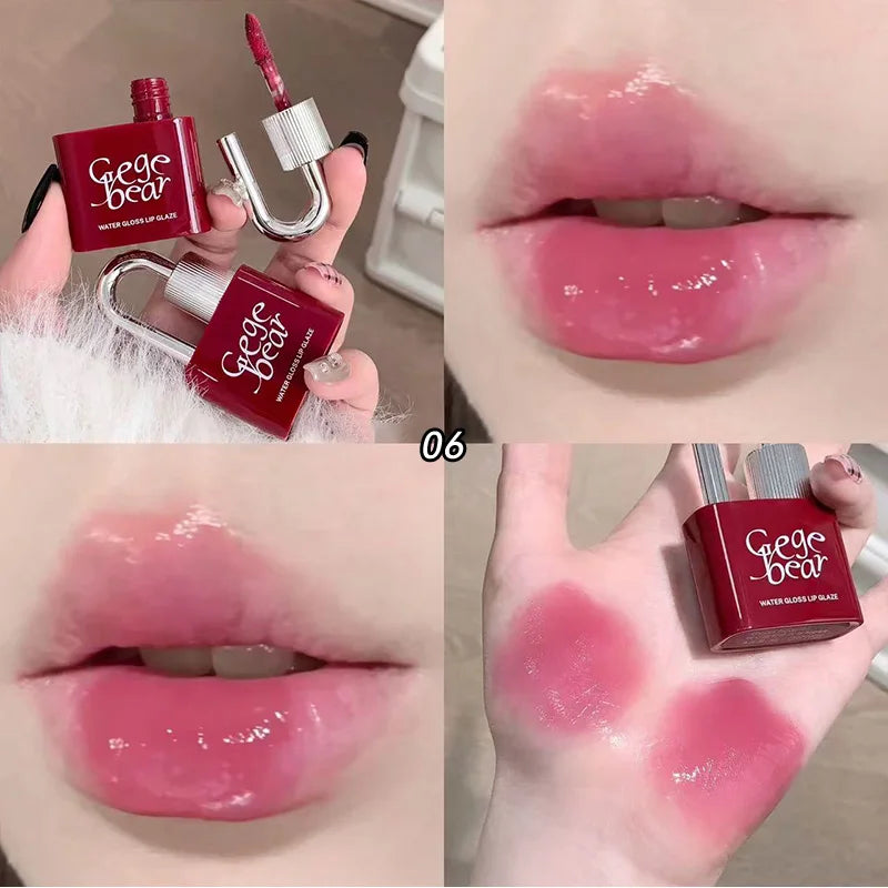 Gege Bear Lockheart Water-Gloss Lip Gloss – Vibrant Colors Lip Gloss QXL 06