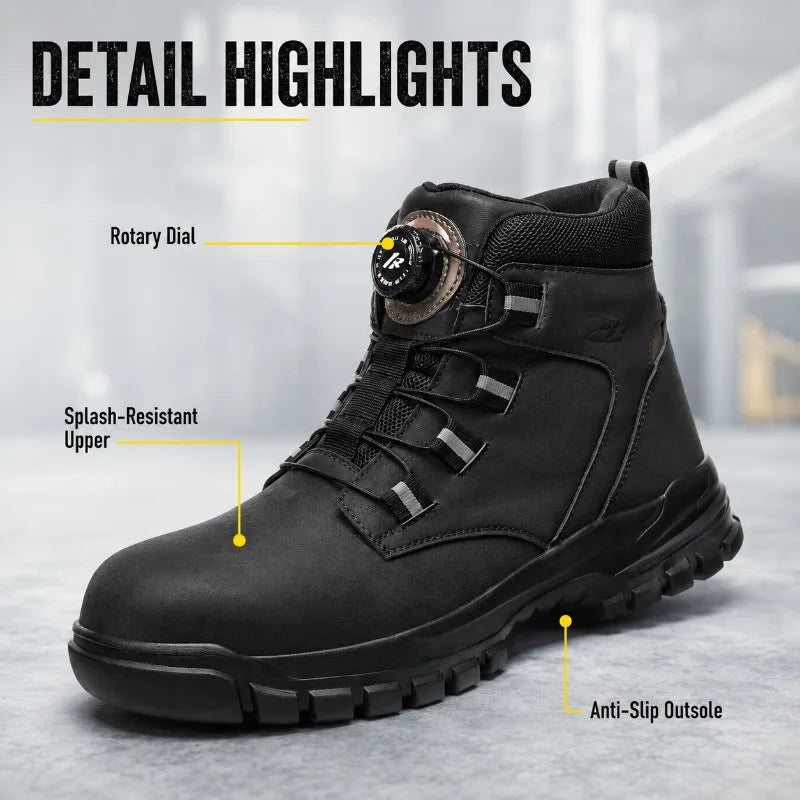 Men's Steel Toe Safety Work Boots | Anti-Puncture Non-Slip Safety Work Boots QXL