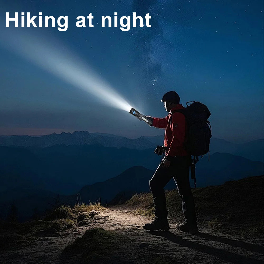 High Power LED Flashlight | Type-C Rechargeable Zoomable Torch LED Rechargeable Flashlight QXL