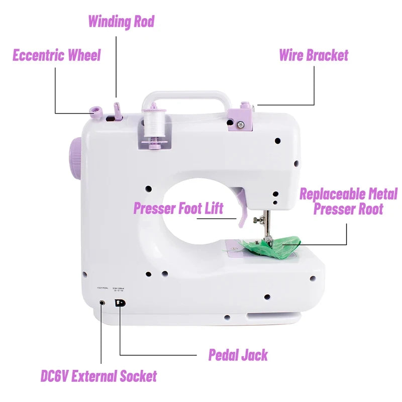 Portable Mini Electric Sewing Machine | 12 Stitches & Pedal Electric Sewing Machine QXL