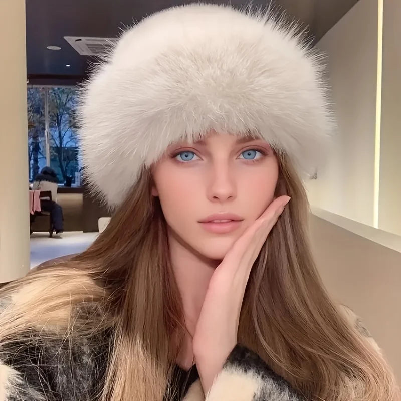 Faux Fur Winter Beanie Hat – Fluffy, Warm & Stretchy Winter Beanie Hat QXL