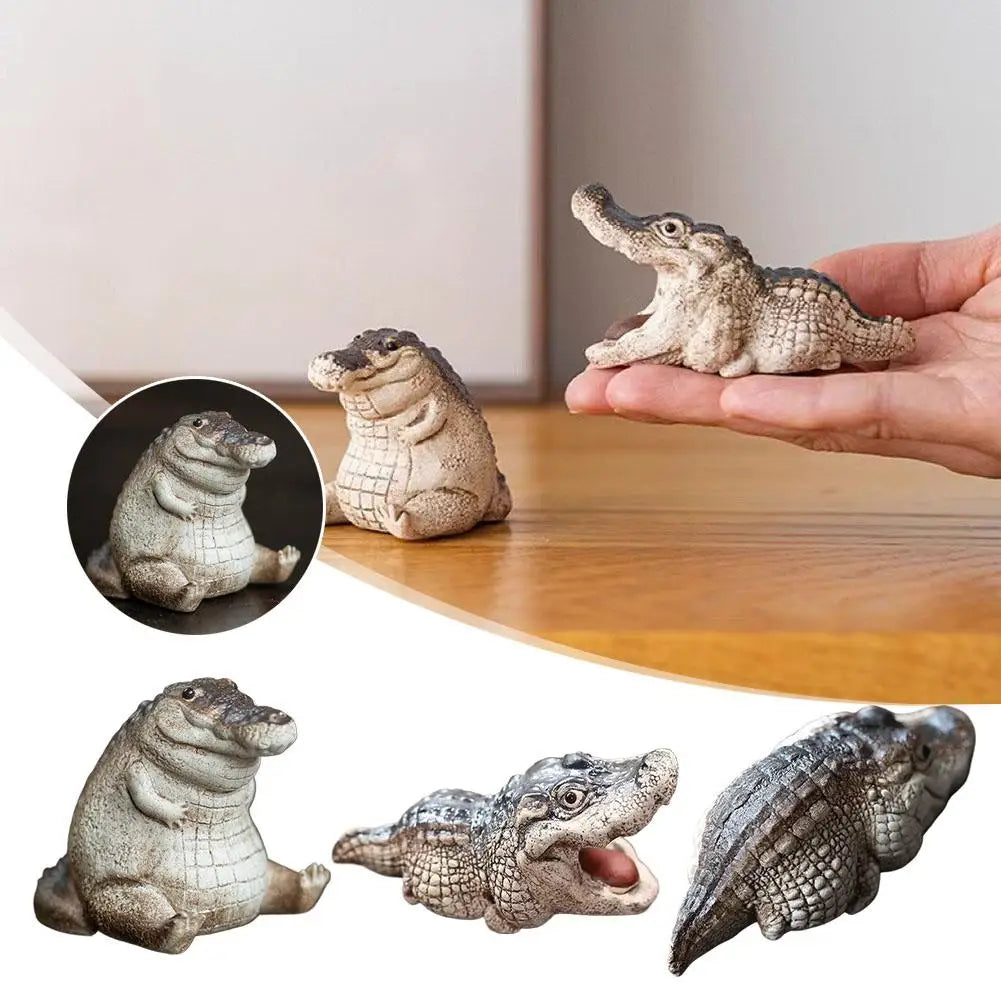 Mini Chubby Crocodile Figurines | Resin Collectible Ornament Resin Figurine Ornament QXL